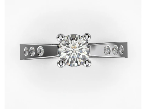 Classic Engagement Ring with 03ct Printable STL 3D Model