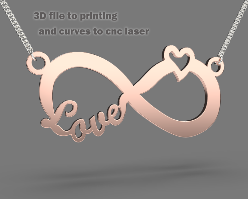 Jewelry necklace pendant Heart of Infinite Love-Printable STL Modèle 3D .c4d .max .obj .3ds .fbx .stl .blend