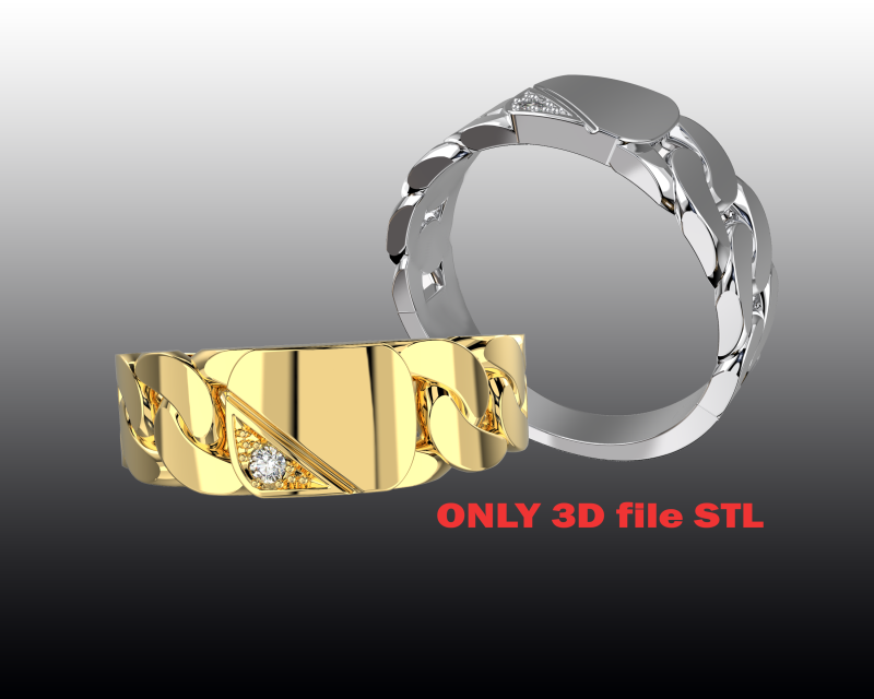 Jewelry Signet Ring chain links - Printed STL Modelo 3D .c4d .max .obj .3ds .fbx .stl .blend