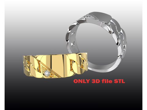 Jewelry Signet Ring chain links - Printed STL 3D Model