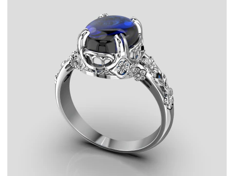 Printable WOMANS FLOWER ring cabashon - 10x8mm -STL teady to print 3D Model