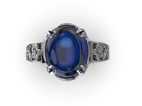 Printable WOMANS FLOWER ring cabashon - 10x8mm -STL teady to print 3D Model