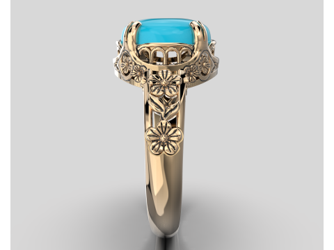 Printable WOMANS FLOWER ring cabashon - 10x8mm -STL teady to print 3D Model