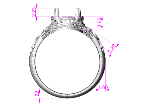 Printable WOMANS FLOWER ring cabashon - 10x8mm -STL teady to print 3D Model