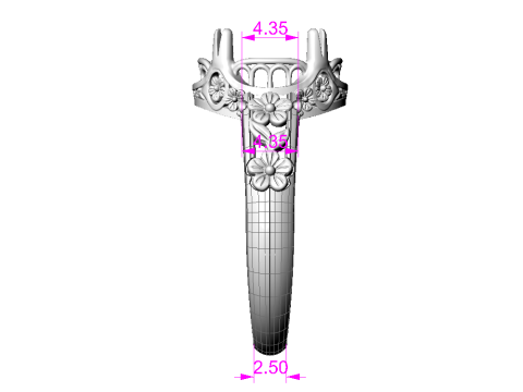 Printable WOMANS FLOWER ring cabashon - 10x8mm -STL teady to print 3D Model