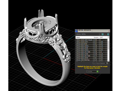 Printable WOMANS FLOWER ring cabashon - 10x8mm -STL teady to print 3D Model