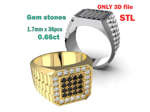 Jewelry mans Signet Ring - Printable STL 3D Модель