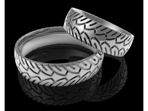 Printable wedding band ring motobike wheel- STL 3d cad file 3D Model