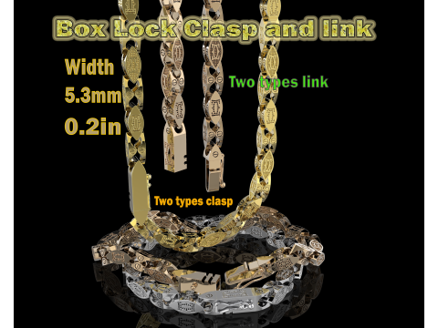 53mm Jewelry box Lock clasp and link - CAD file STL ready to print 3D Model