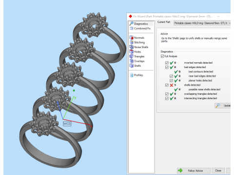 Printable classic HALO ring- Stone-5mm -STL for 3d printing Modèle 3D