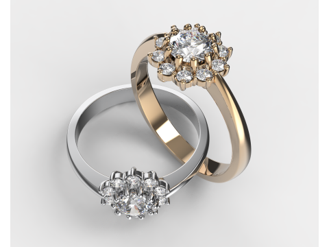 Printable classic HALO ring- Stone-5mm -STL for 3d printing Modèle 3D
