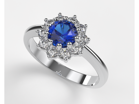 Printable classic HALO ring- Stone-5mm -STL for 3d printing Modèle 3D