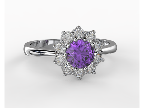 Printable classic HALO ring- Stone-5mm -STL for 3d printing Modèle 3D