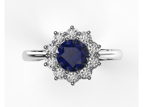 Printable classic HALO ring- Stone-5mm -STL for 3d printing Modèle 3D