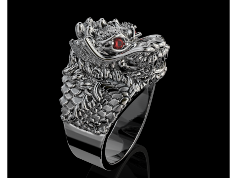 Jewelry mans Signet Ring The Dragon - Printable STL 3D 模型