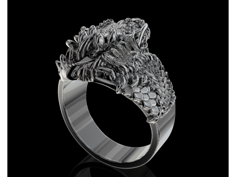 Jewelry mans Signet Ring The Dragon - Printable STL 3D 模型