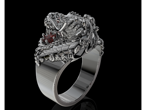 Jewelry mans Signet Ring The Dragon - Printable STL 3D 模型