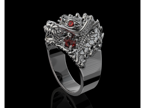 Jewelry mans Signet Ring The Dragon - Printable STL 3D 模型