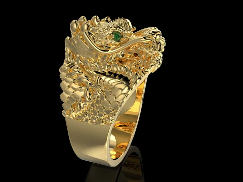 Jewelry mans Signet Ring The Dragon - Printable STL 3D Model