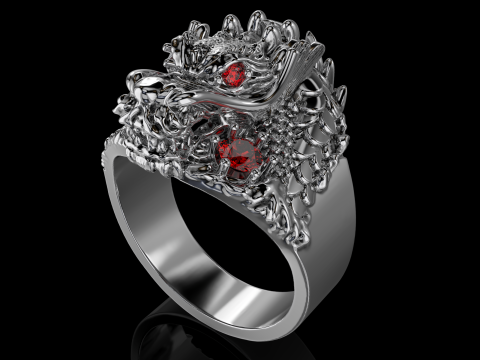 Jewelry mans Signet Ring The Dragon - Printable STL 3Dモデル