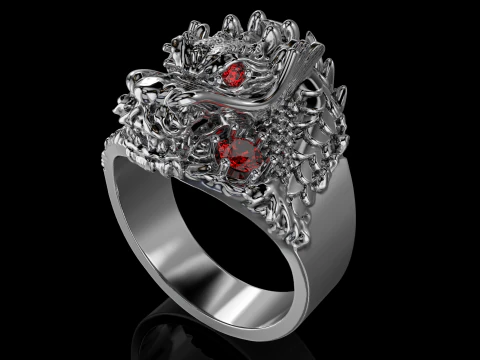 Jewelry mans Signet Ring The Dragon - Printable STL 3D Model