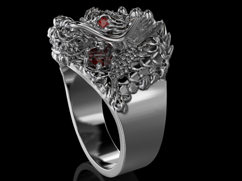 Jewelry mans Signet Ring The Dragon - Printable STL 3Dモデル