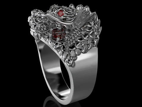 Jewelry mans Signet Ring The Dragon - Printable STL 3D Model
