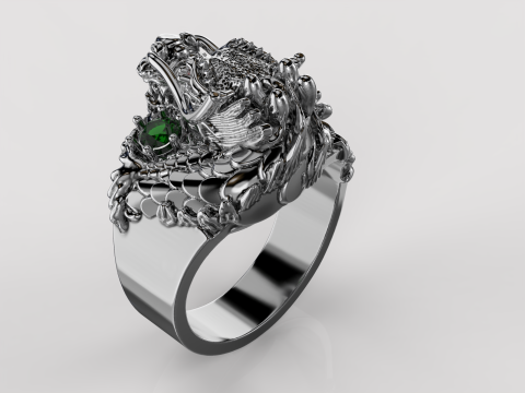 Jewelry mans Signet Ring The Dragon - Printable STL 3Dモデル