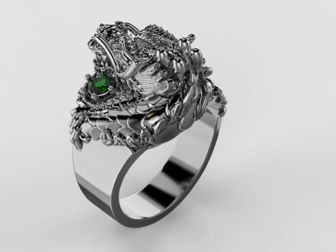 Jewelry mans Signet Ring The Dragon - Printable STL 3D Model