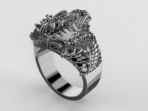 Jewelry mans Signet Ring The Dragon - Printable STL 3Dモデル