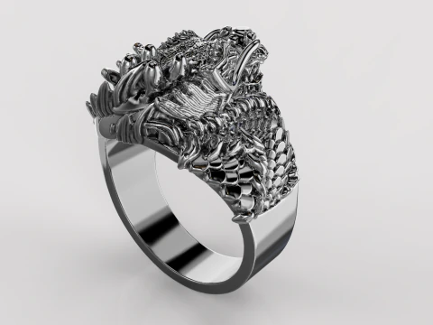 Jewelry mans Signet Ring The Dragon - Printable STL 3D Model