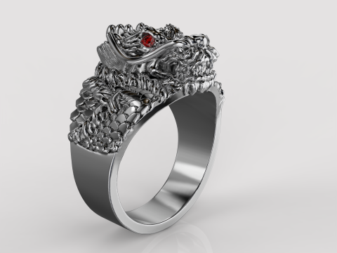 Jewelry mans Signet Ring The Dragon - Printable STL 3Dモデル