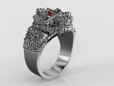 Jewelry mans Signet Ring The Dragon - Printable STL 3D Model