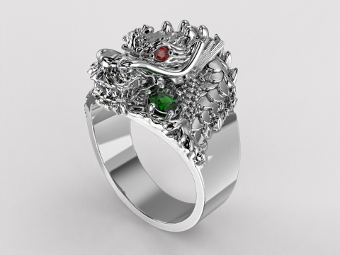 Jewelry mans Signet Ring The Dragon - Printable STL 3Dモデル
