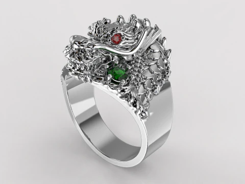 Jewelry mans Signet Ring The Dragon - Printable STL 3D Model