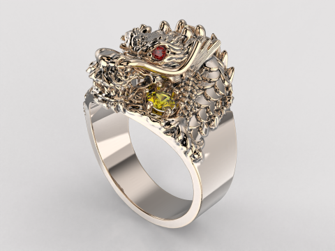 Jewelry mans Signet Ring The Dragon - Printable STL 3Dモデル