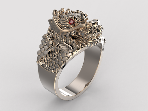 Jewelry mans Signet Ring The Dragon - Printable STL 3Dモデル