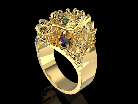 Jewelry mans Signet Ring The Dragon - Printable STL 3Dモデル