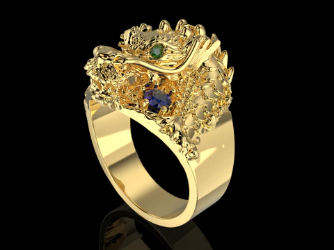Jewelry mans Signet Ring The Dragon - Printable STL 3D Model