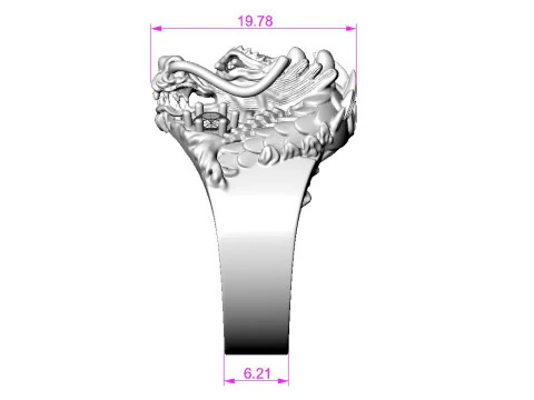 Jewelry mans Signet Ring The Dragon - Printable STL 3D Model