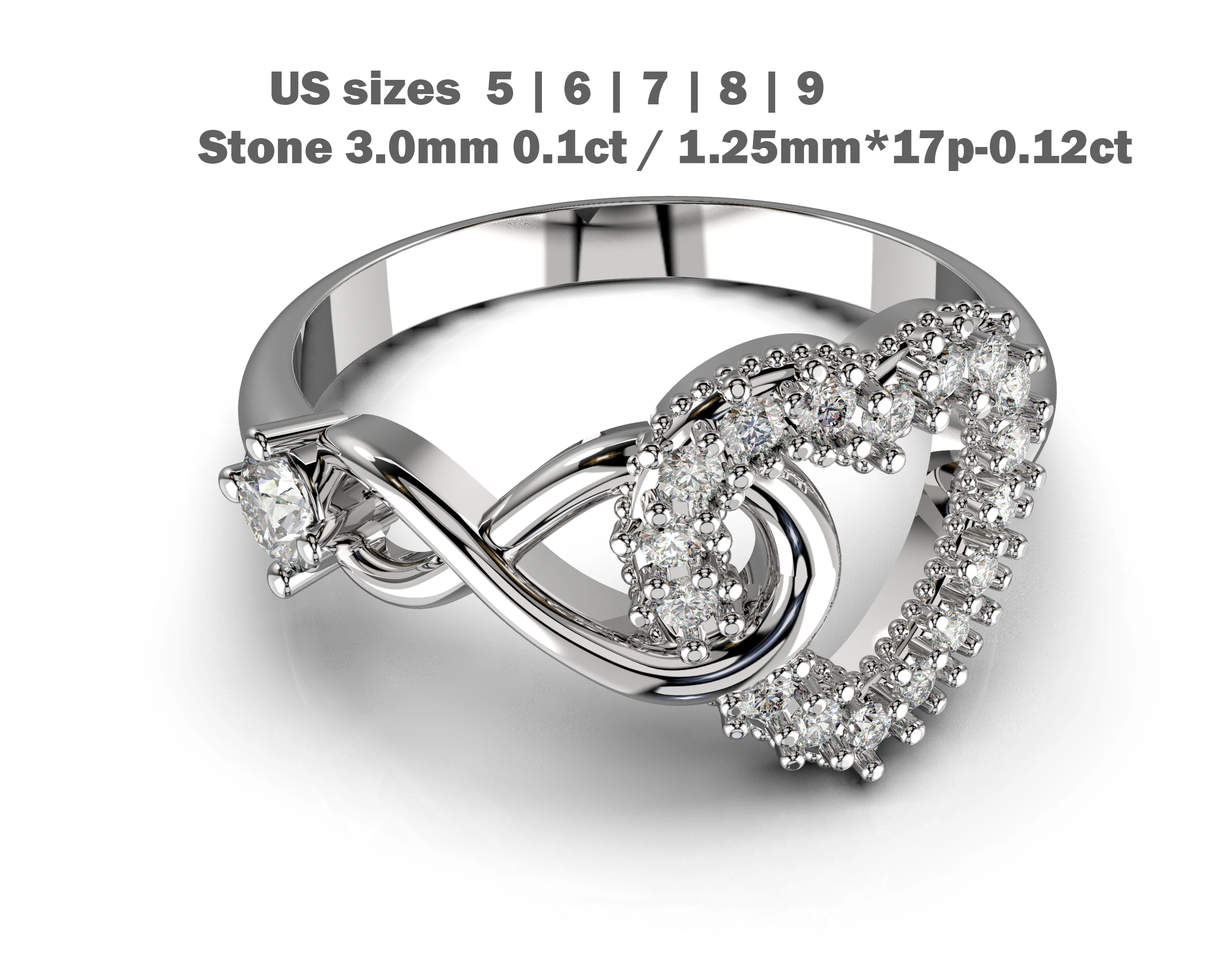 3D printable model ring heart and infinity- STL for 3d printing 3D Model .c4d .max .obj .3ds .fbx .stl .blend 