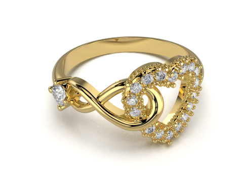 3D printable model ring heart and infinity- STL for 3d printing 3D 模型