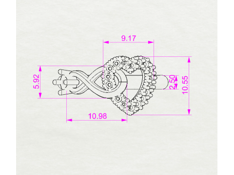 3D printable model ring heart and infinity- STL for 3d printing 3D 模型