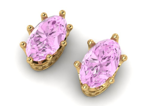Crown Jewelry Set Ring Earrings and Oval 8x14mm Gemstone Setting STL for 3D Print 3D Model