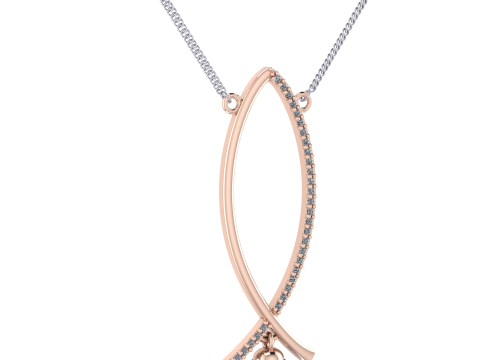 Printable jewelry pendant necklace whith pearl and diamonds STL 3D Model
