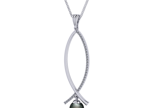 Printable jewelry pendant necklace whith pearl and diamonds STL 3D Model