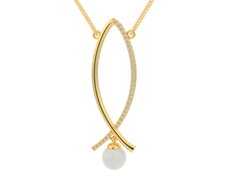 Printable jewelry pendant necklace whith pearl and diamonds STL 3D Model