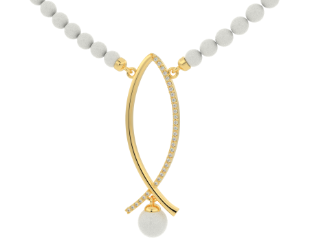 Printable jewelry pendant necklace whith pearl and diamonds STL 3D Model