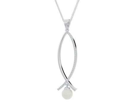 Printable jewelry pendant necklace whith pearl and diamonds STL 3D Model