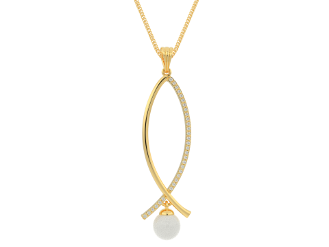 Printable jewelry pendant necklace whith pearl and diamonds STL 3D Model